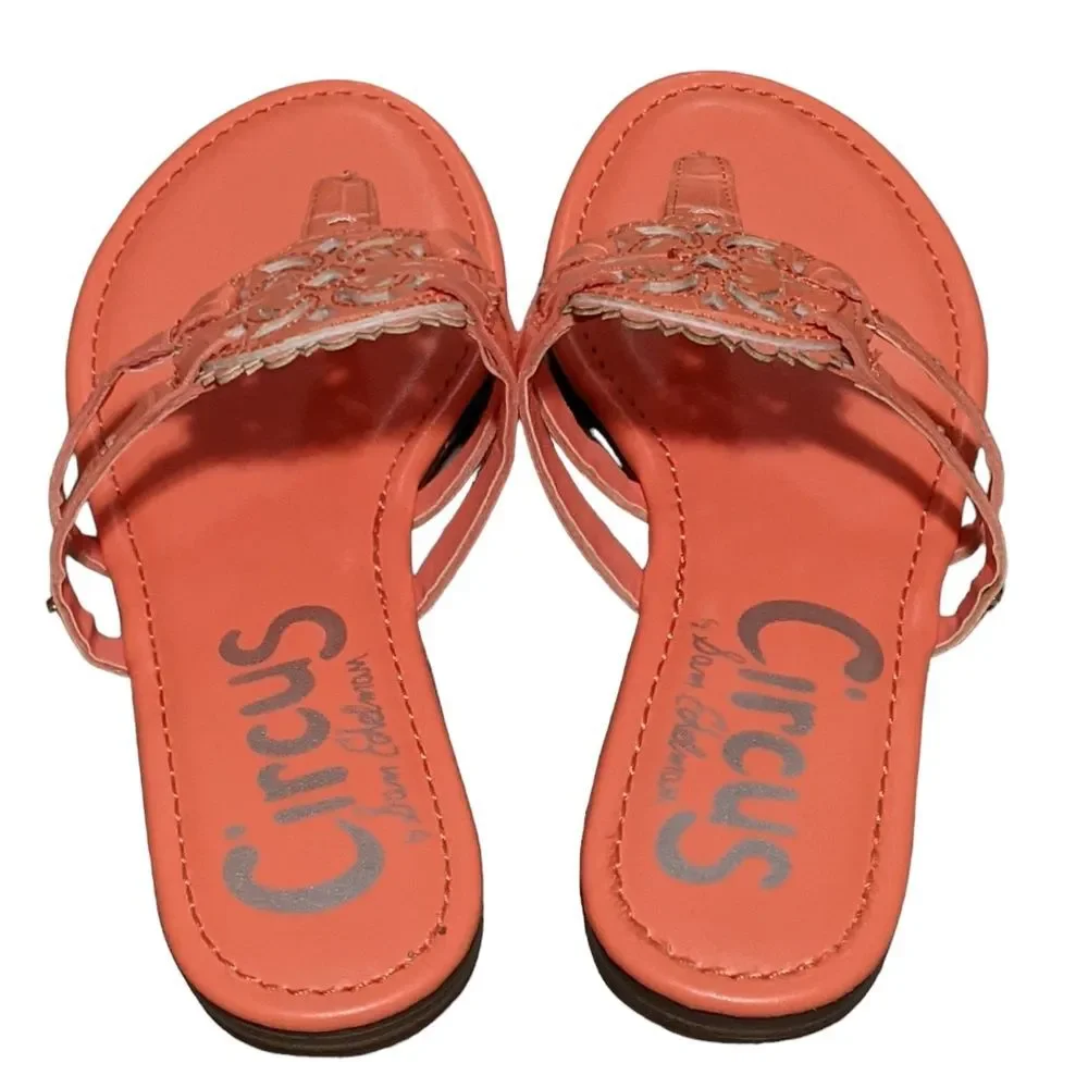 Circus Sam Edelman Canyon orange faux patent leather flip flop sandals 7.5M